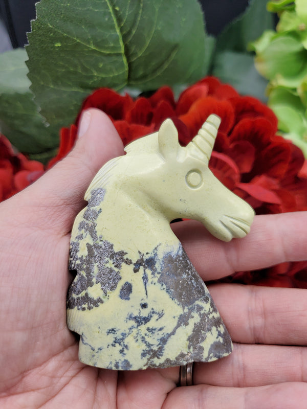Serpentine With Pyrite Unicorn