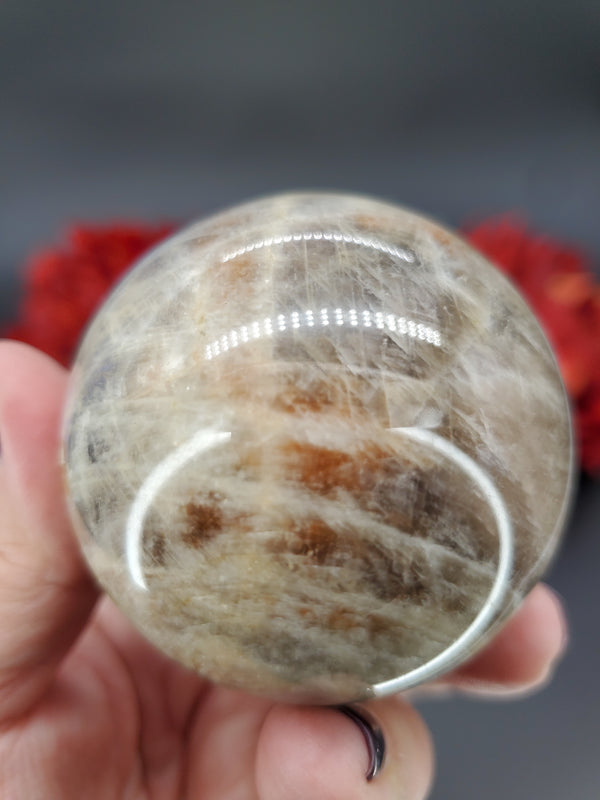 Rare Moonstone with Sunstone Inclusions Sphere